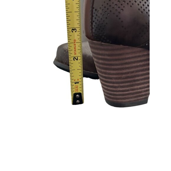 L'ARTISTE KACIE BROWN LEATHER STUDDED PUMP BLOCK HEEL & ZIPPER SIZE 41/10.5 - Picture 9 of 10